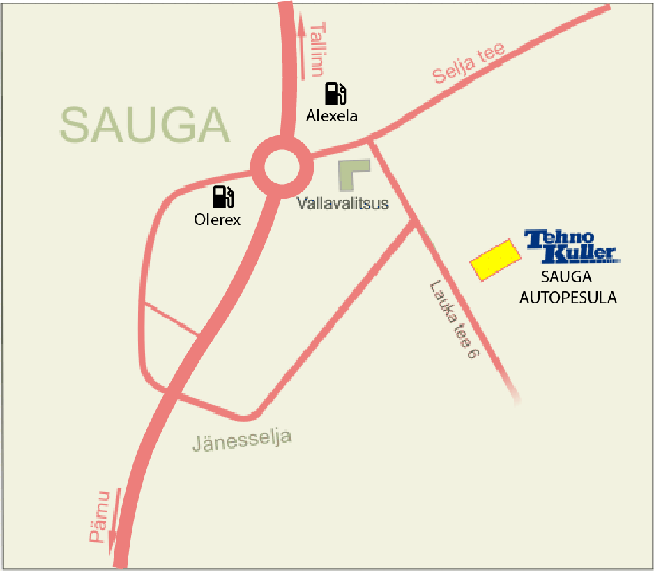 Tehnokulleri ülevaatuspunkt Saugas Lauka tee 6, Avatud:  E-R 8-20 ja L 10-18 Telefon: 443 4990 GSM: 5305 7315